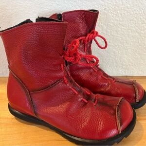 Stylish Red Lace-Up Boots for Women